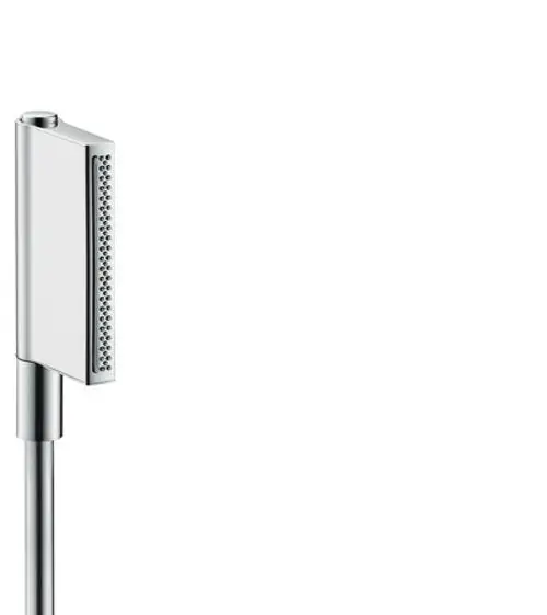Handbrause in Chromoptik mit zwei Strahlarten. Produkt von AXOR, modern im Design, geeignet für die Montage in Duschbereichen.